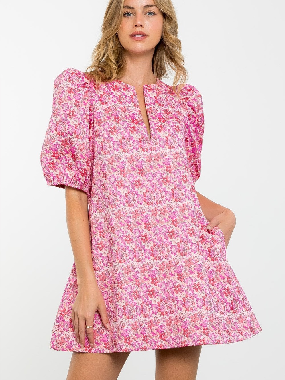 THML Floral Jacquard Puff Sleeve Dress Tuckernuck